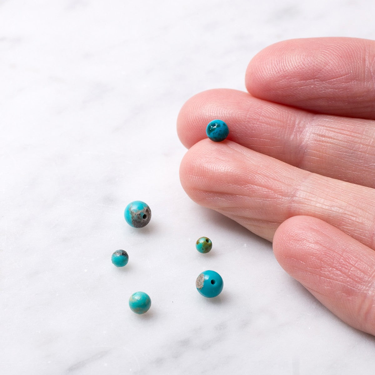 Turquoise Matrix Half Drilled Round Beads