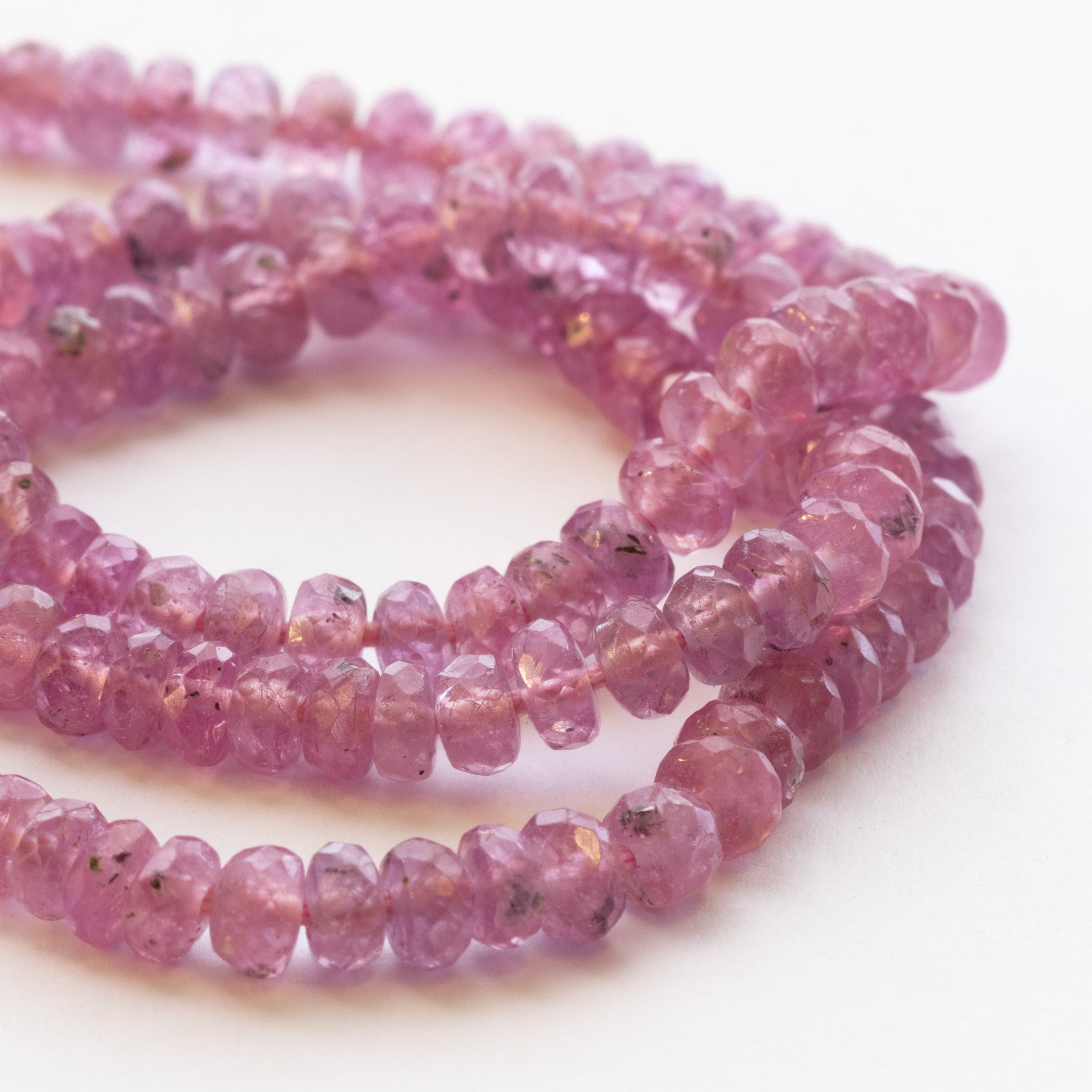 Pink Sapphire Faceted Rondelle Beads