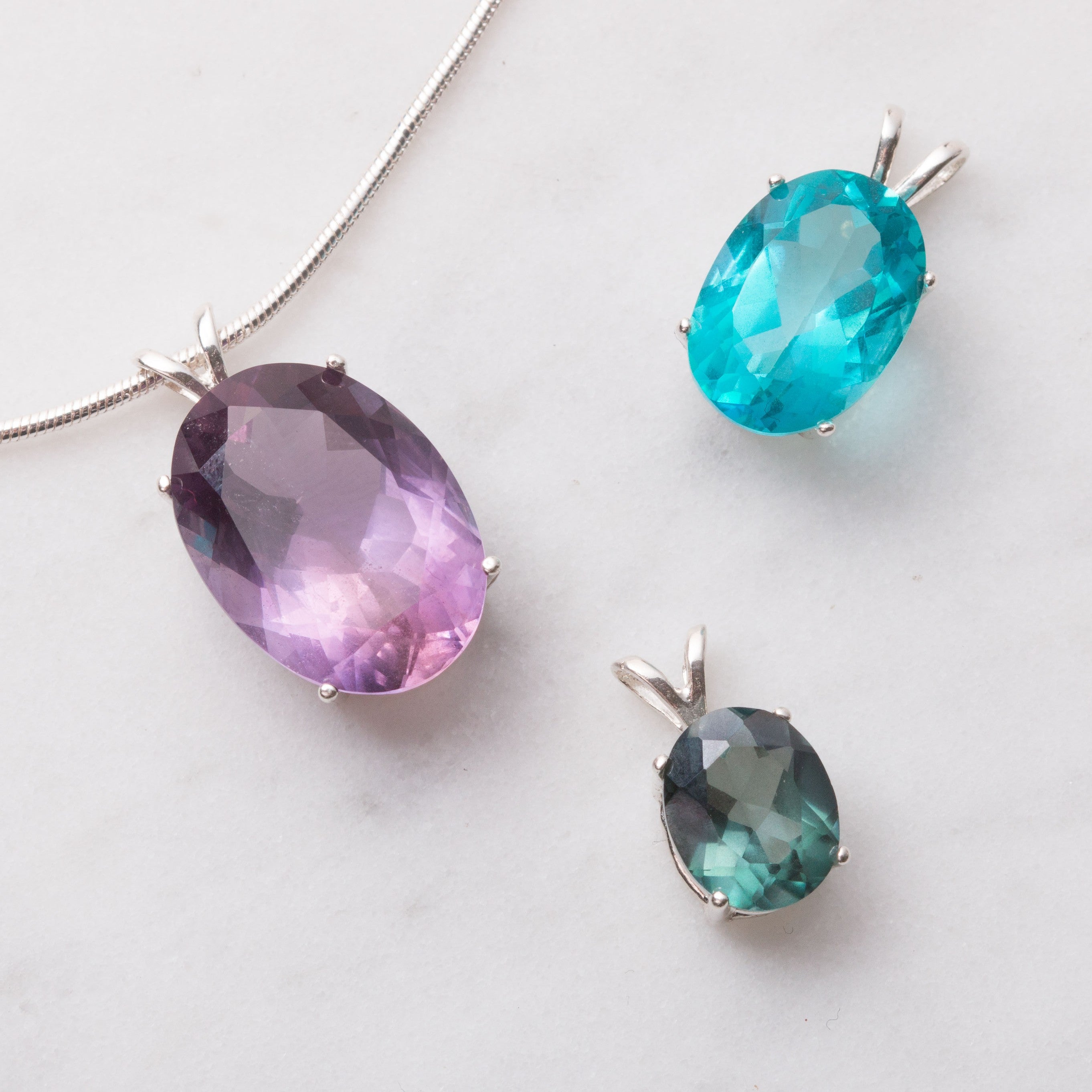 Sterling Silver Pre-Notched Pendant Settings For Faceted Stones