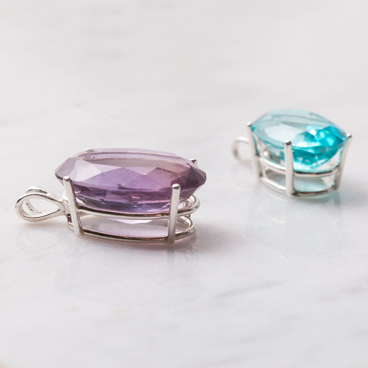 Sterling Silver Pre-Notched Pendant Settings For Faceted Stones