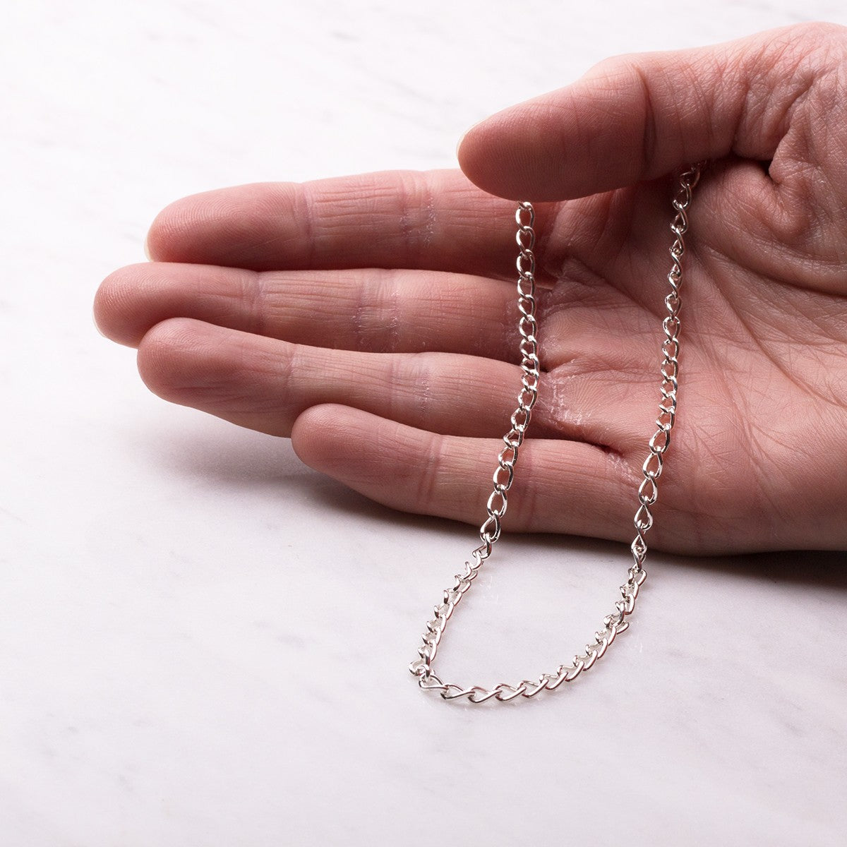 Silver Plated Large Open Curb Chain Per Metre