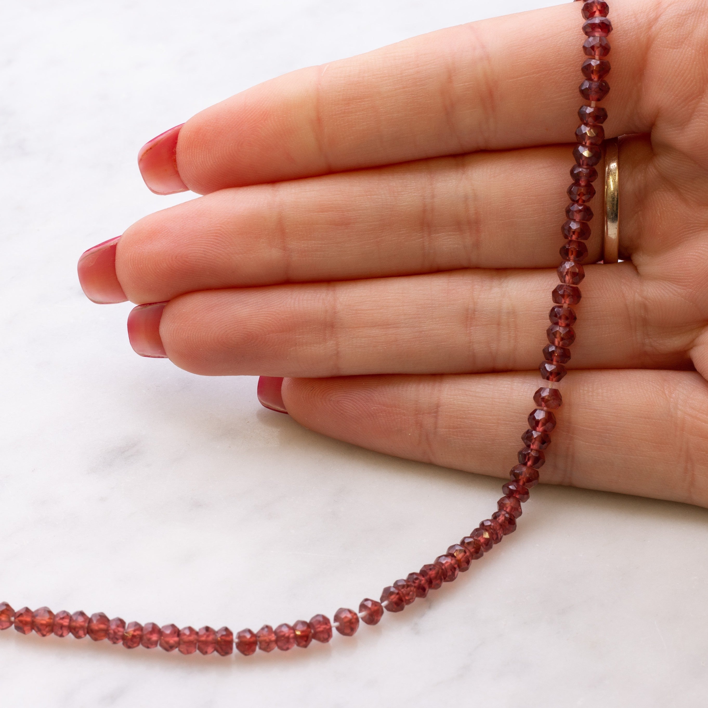 Garnet Faceted Rondelle Beads Approx 3.5x2.5mm