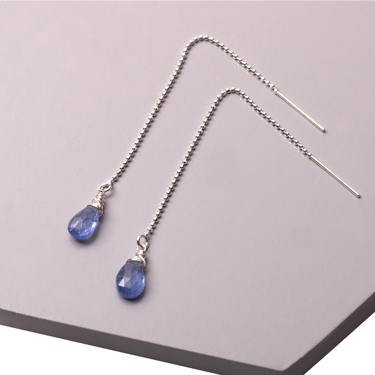 Sterling Silver Bead Chain Threader Earrings Pair