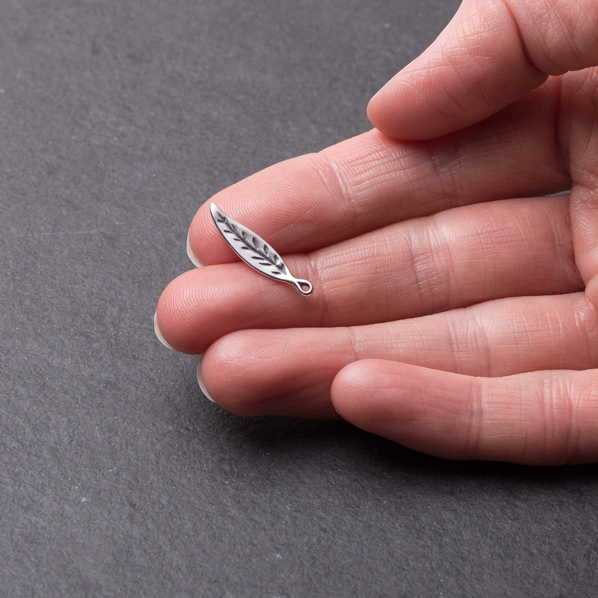 Sterling Silver Long Leaf Charm