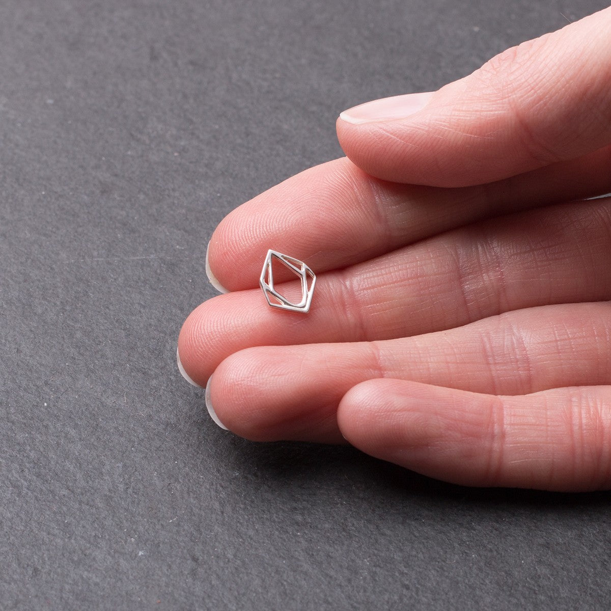 Sterling Silver Small Geometric Diamond Pendant Charm