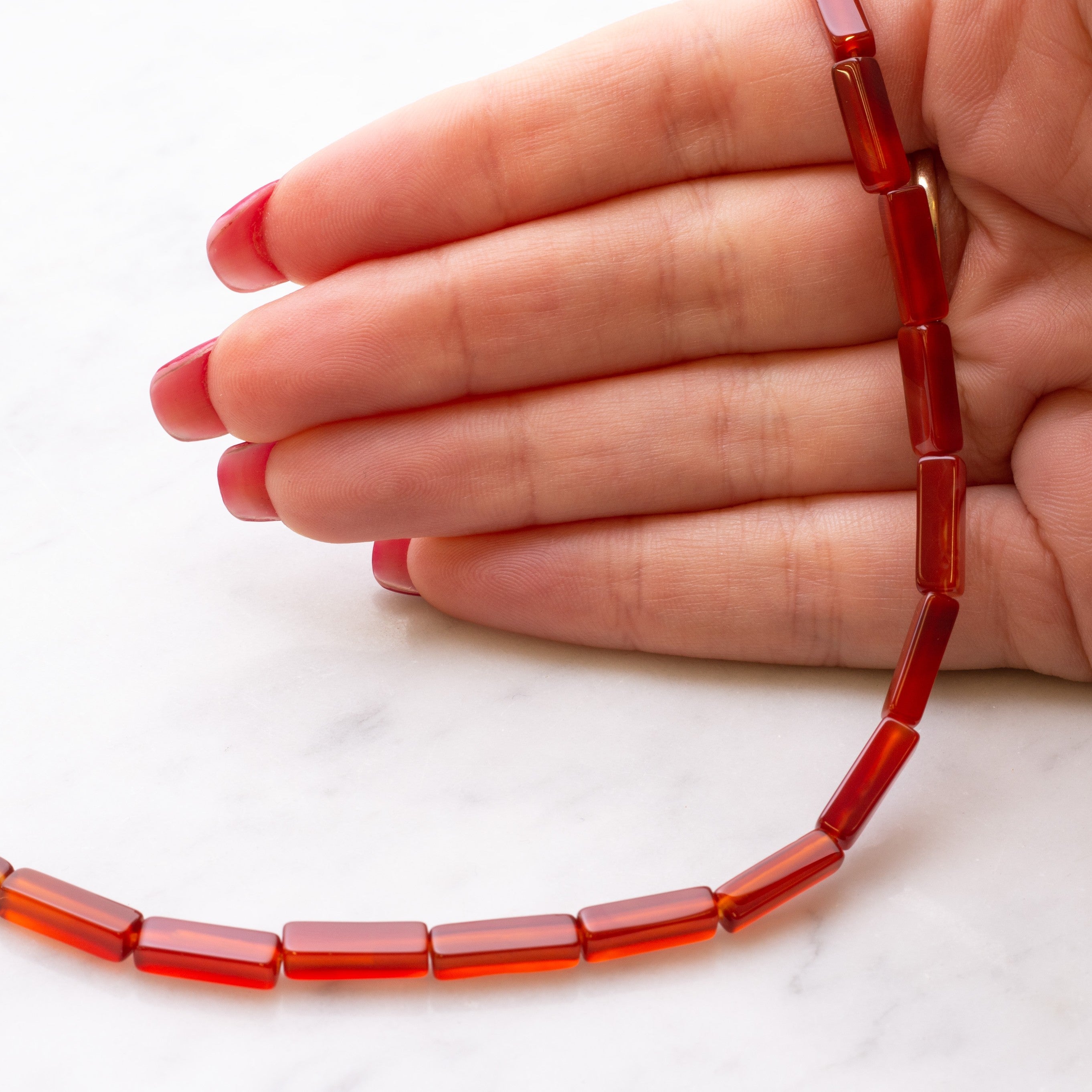 Carnelian Square Tube Beads Approx 13x4mm