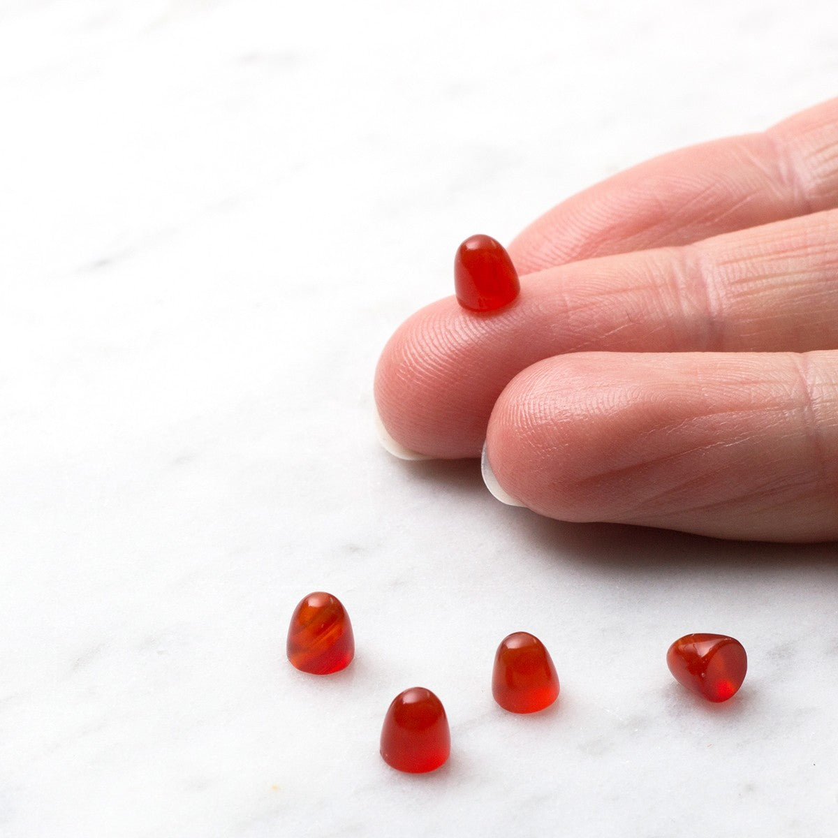 Carnelian Bullet Shaped Cabochons Approx 5mm