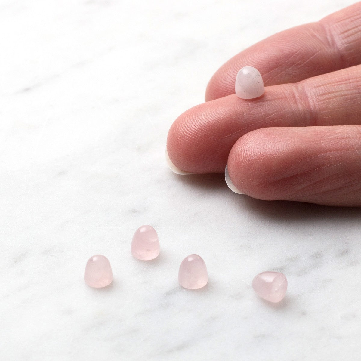 Rose Quartz Bullet Shaped Cabochons Approx 5mm