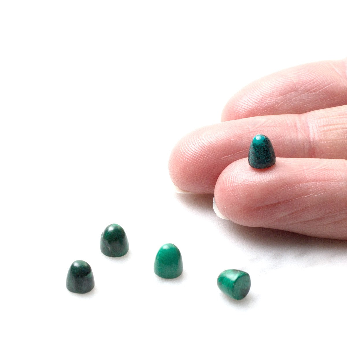 Malachite Bullet Shaped Cabochons Approx 5mm