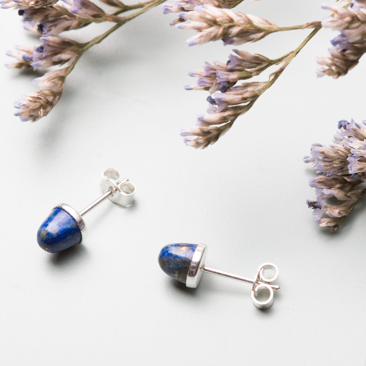 Sterling Silver Milled Edge Earstud Settings For Cabochon Stones Pair