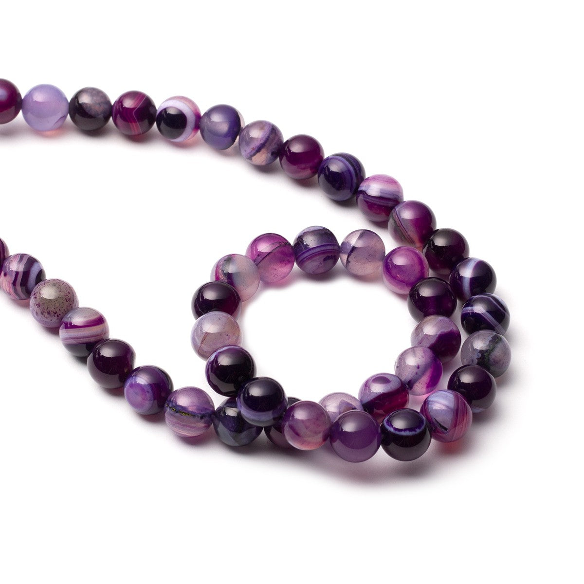 Purple Banded Agate Round Beads
