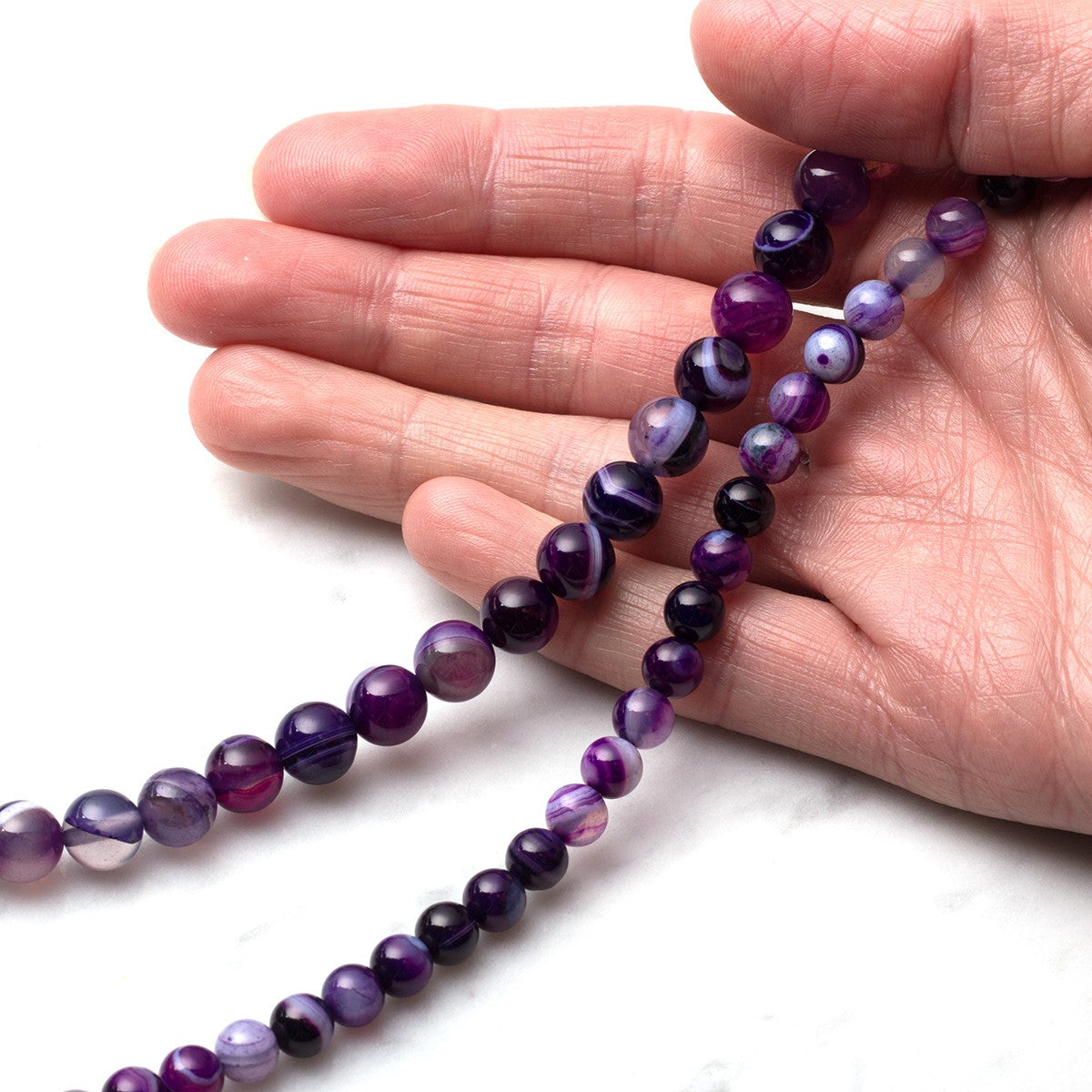 Purple Banded Agate Round Beads