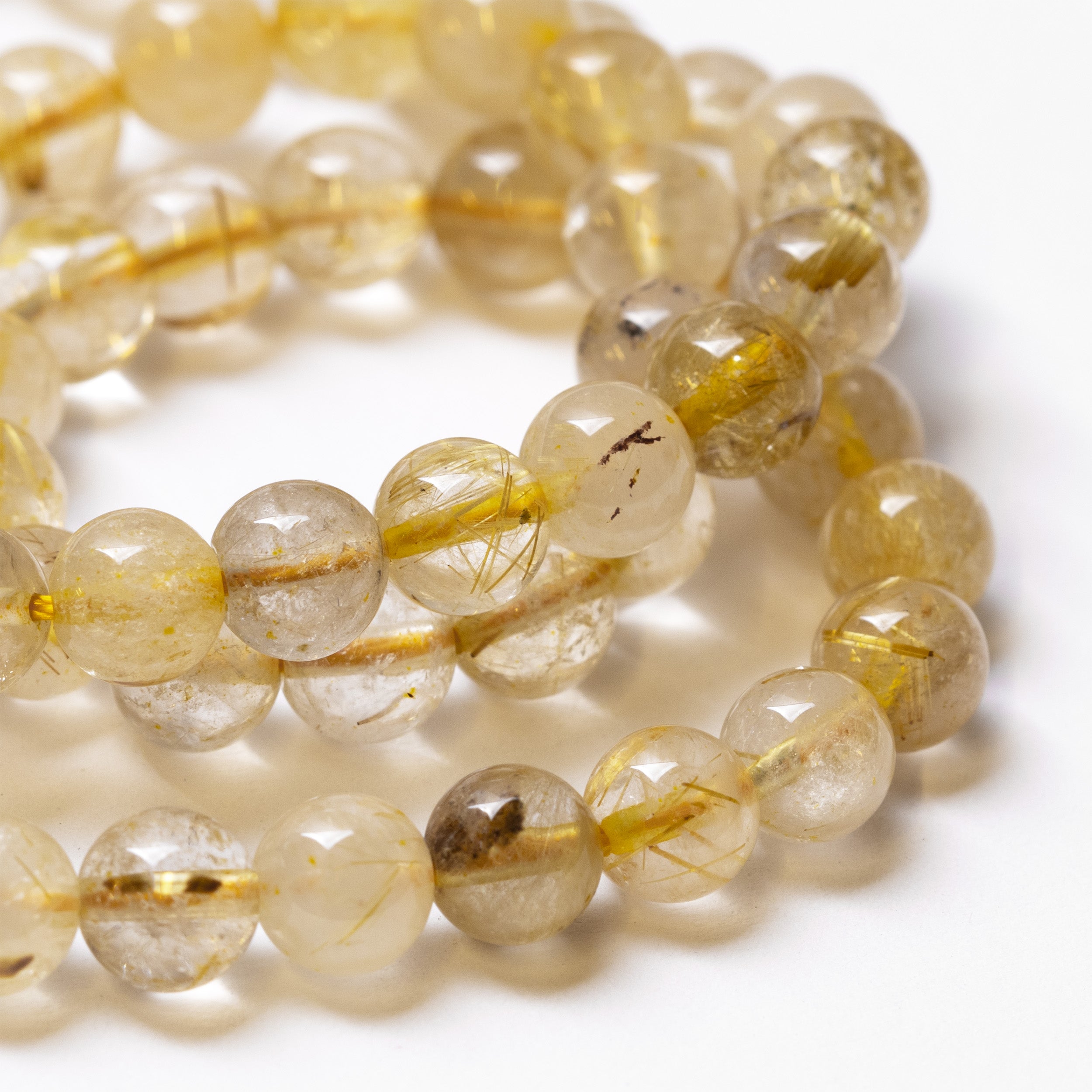 Golden Rutile Quartz Round Beads
