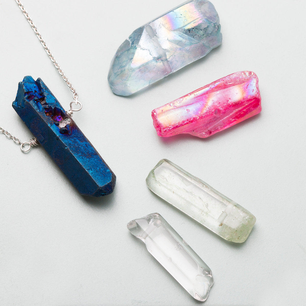 Mystic Pink Quartz Crystal Point Beads pk10