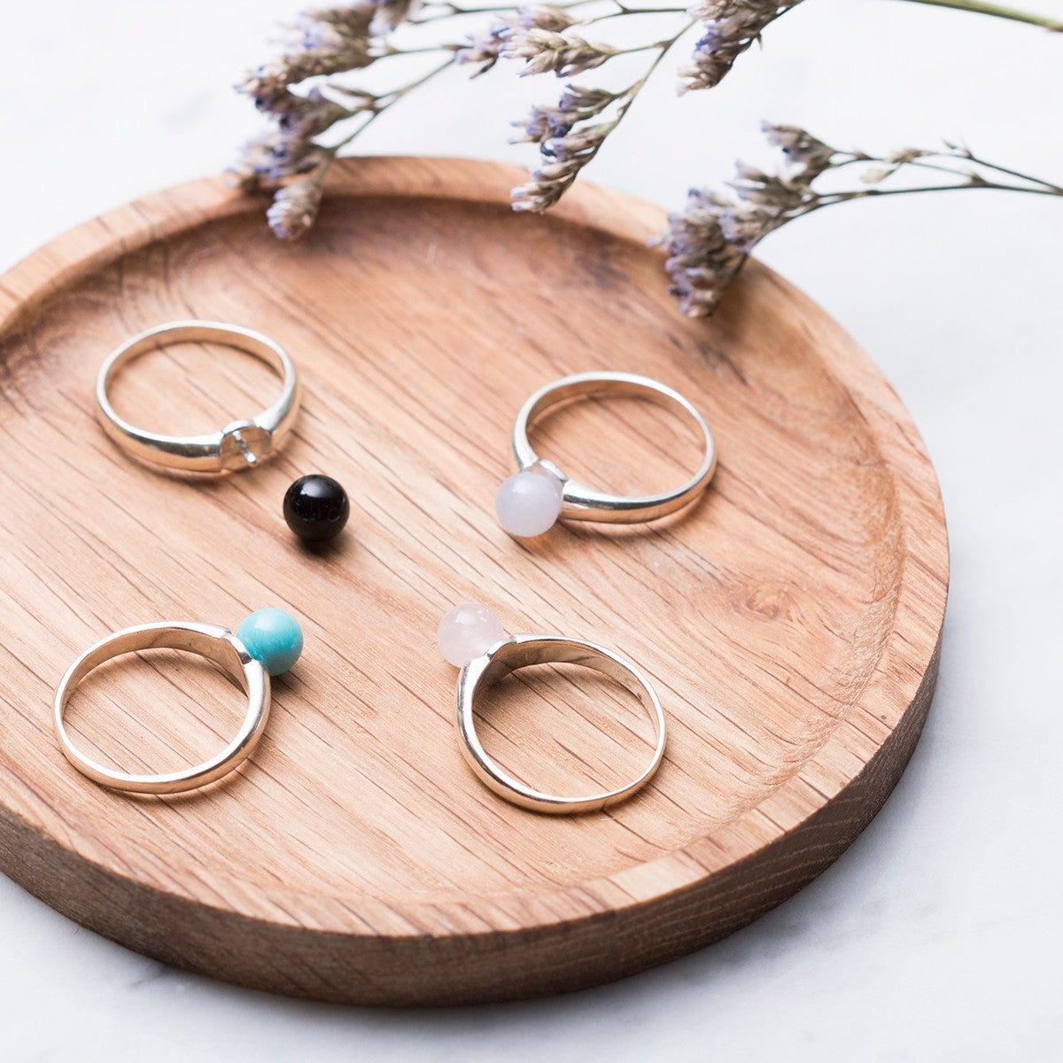 Sterling Silver Ring For One 4mm To 8mm Half Drilled Bead