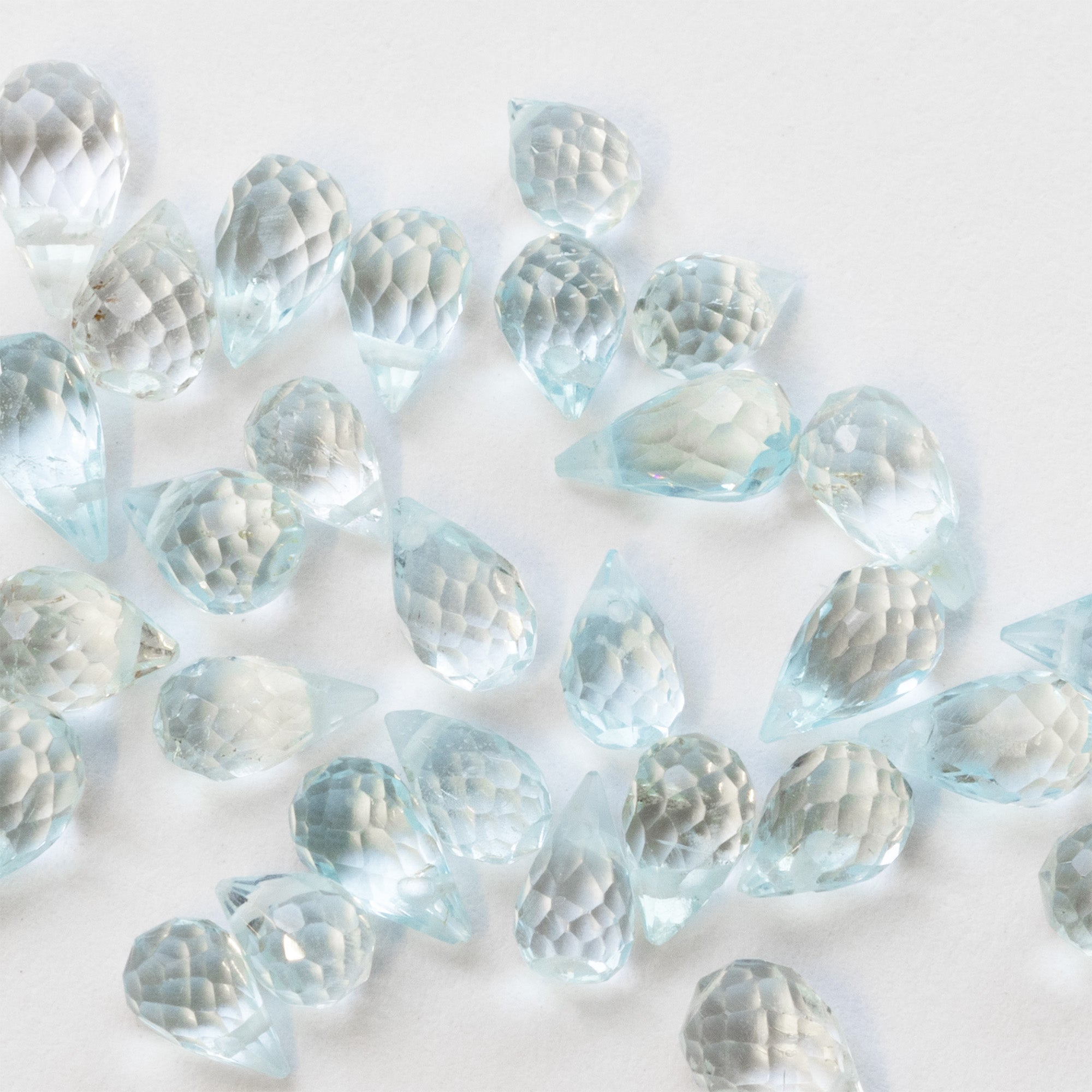 Sky Blue Topaz Faceted Drop Briolette Beads Approx 4mm pk10 Beads