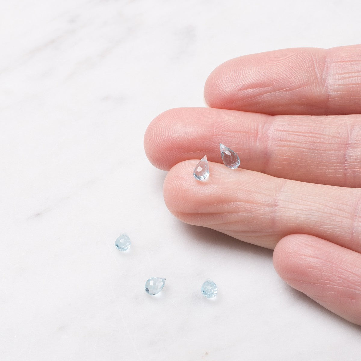 Sky Blue Topaz Faceted Drop Briolette Beads Approx 4mm pk10 Beads