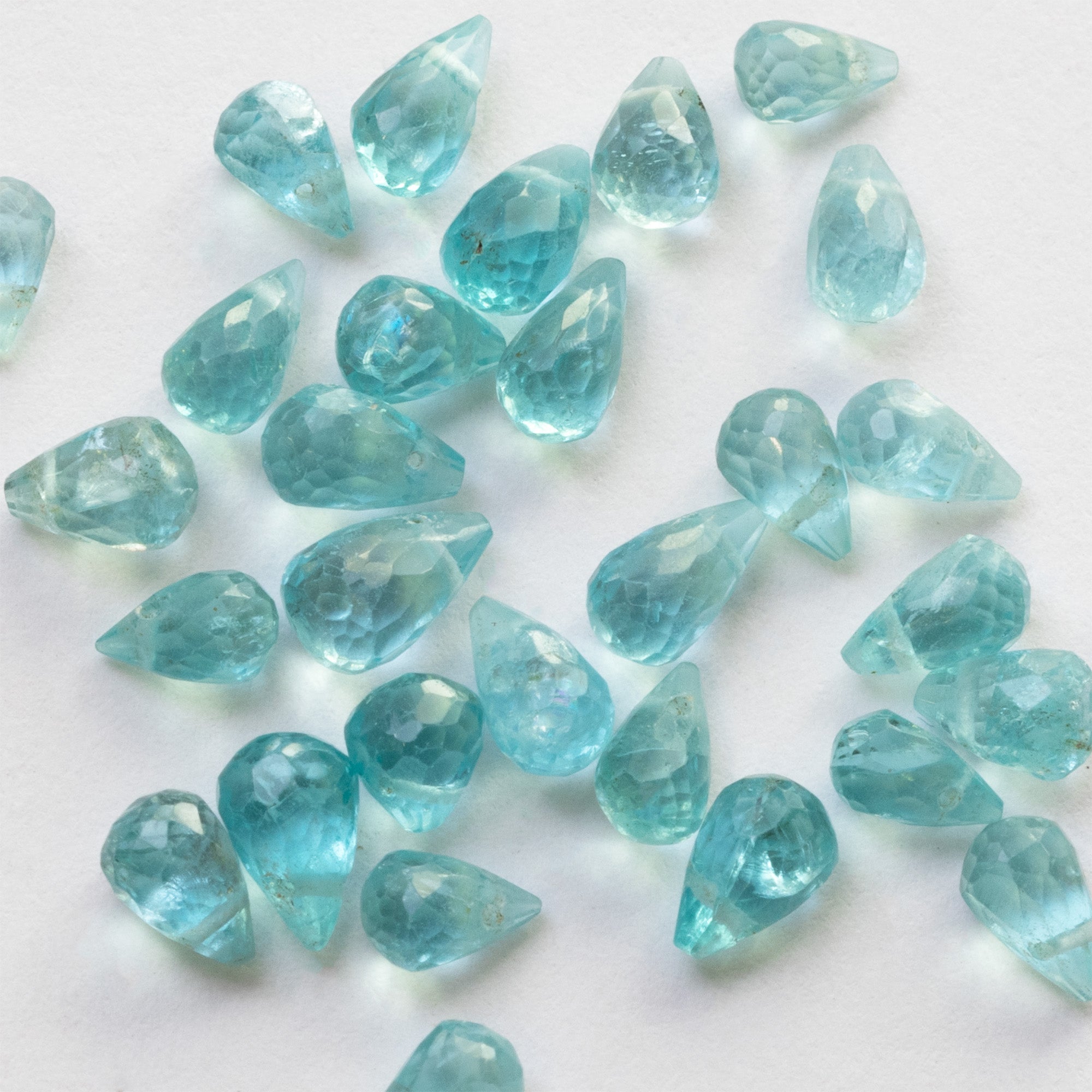 Apatite Faceted Drop Briolette Beads Approx 3x2.5mm pk10 Beads