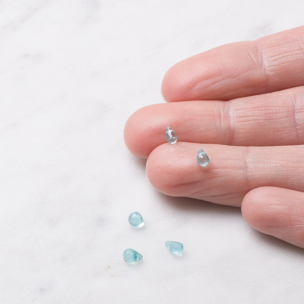 Apatite Faceted Drop Briolette Beads Approx 3x2.5mm pk10 Beads