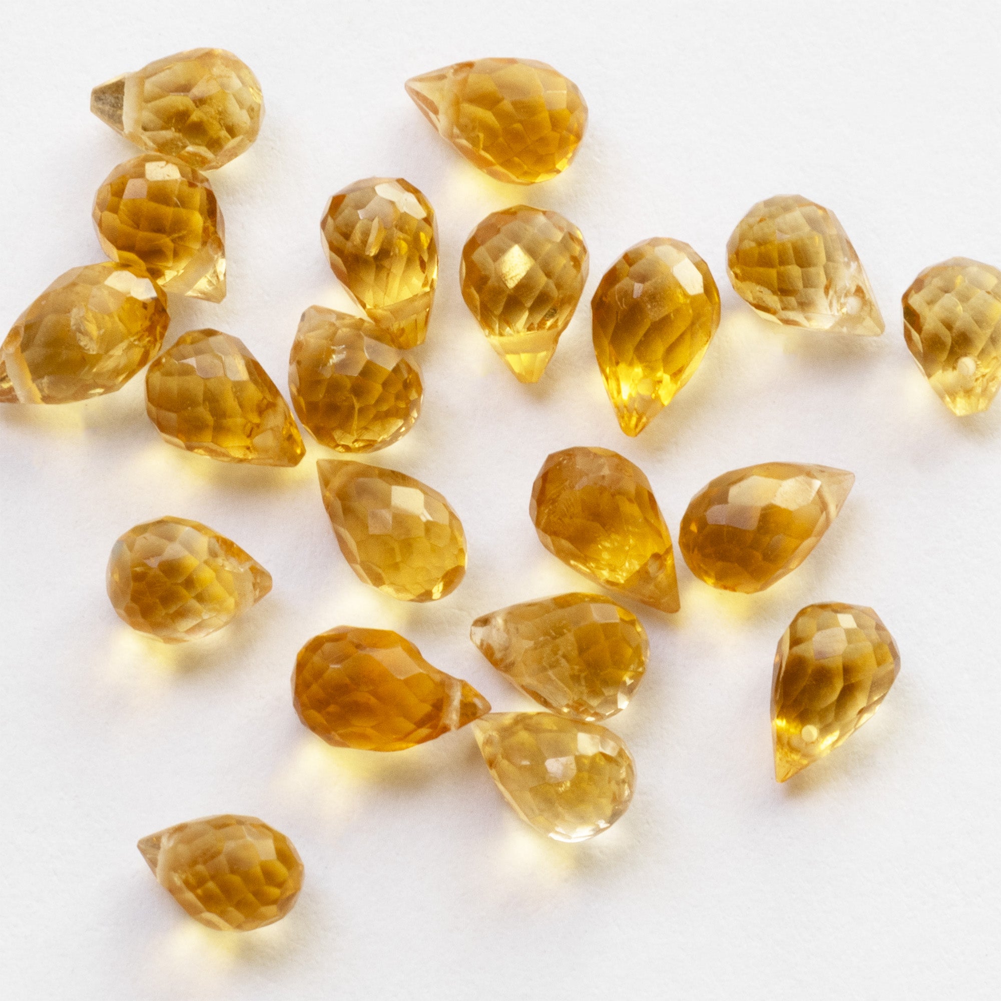 Citrine Faceted Drop Briolette Beads Approx 3.5mm Packs Of 10 Beads