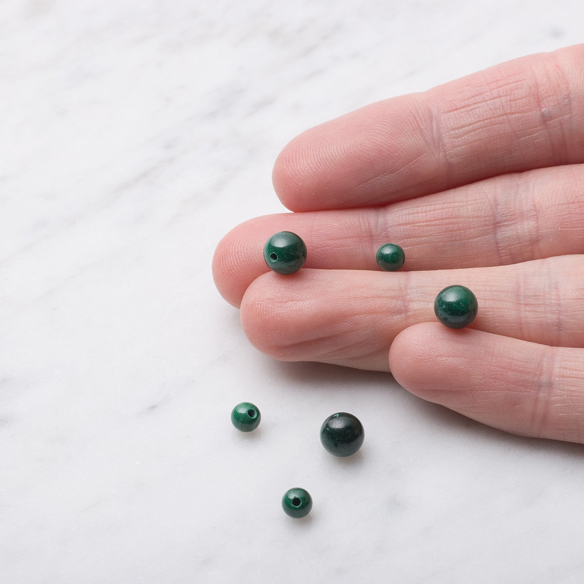Malachite Round Half Drilled Beads