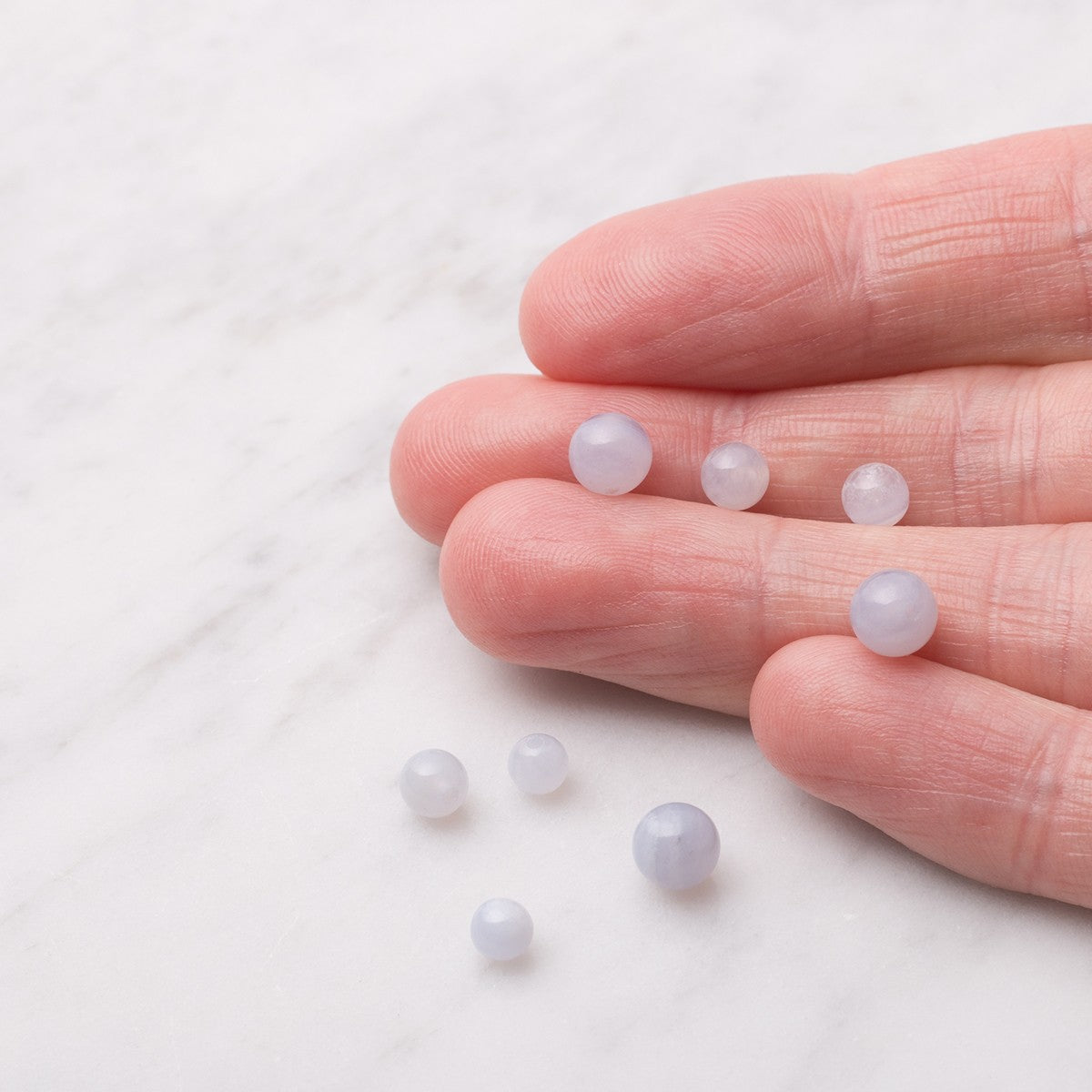 Blue Lace Agate Round Half Drilled Beads