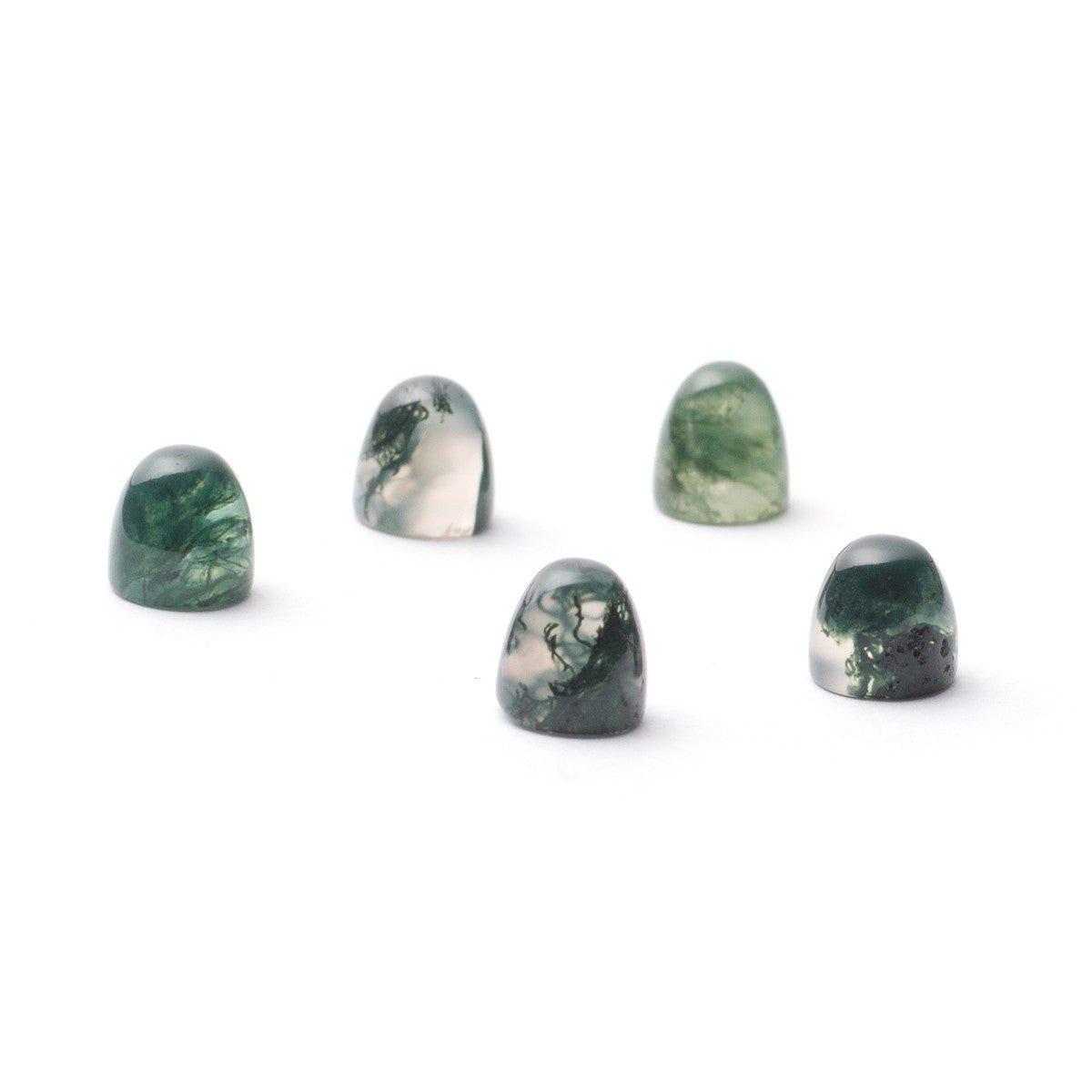 Green Moss Agate Bullet Shaped Cabochons Approx 5mm