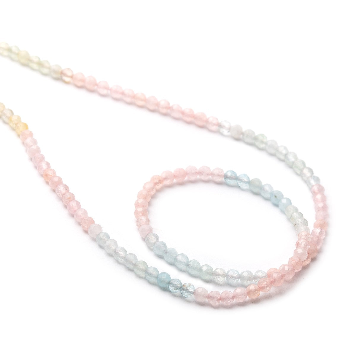 Aquamarine Morganite And Heliodor Faceted Round Beads Approx 3mm