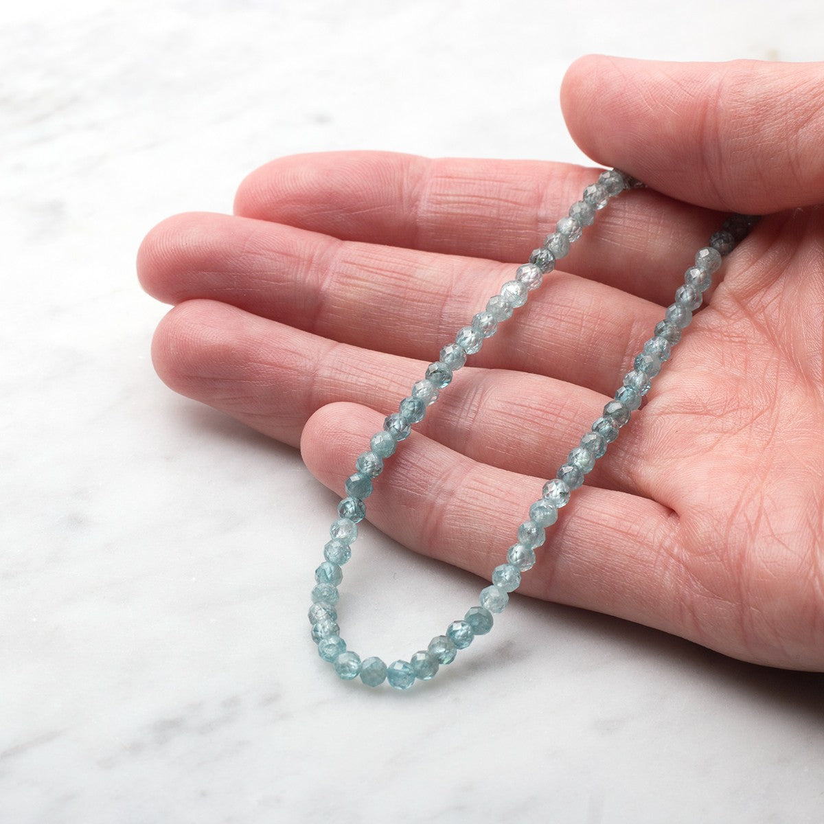 Blue Zircon Ombre Faceted Round Beads Approx 3.5mm