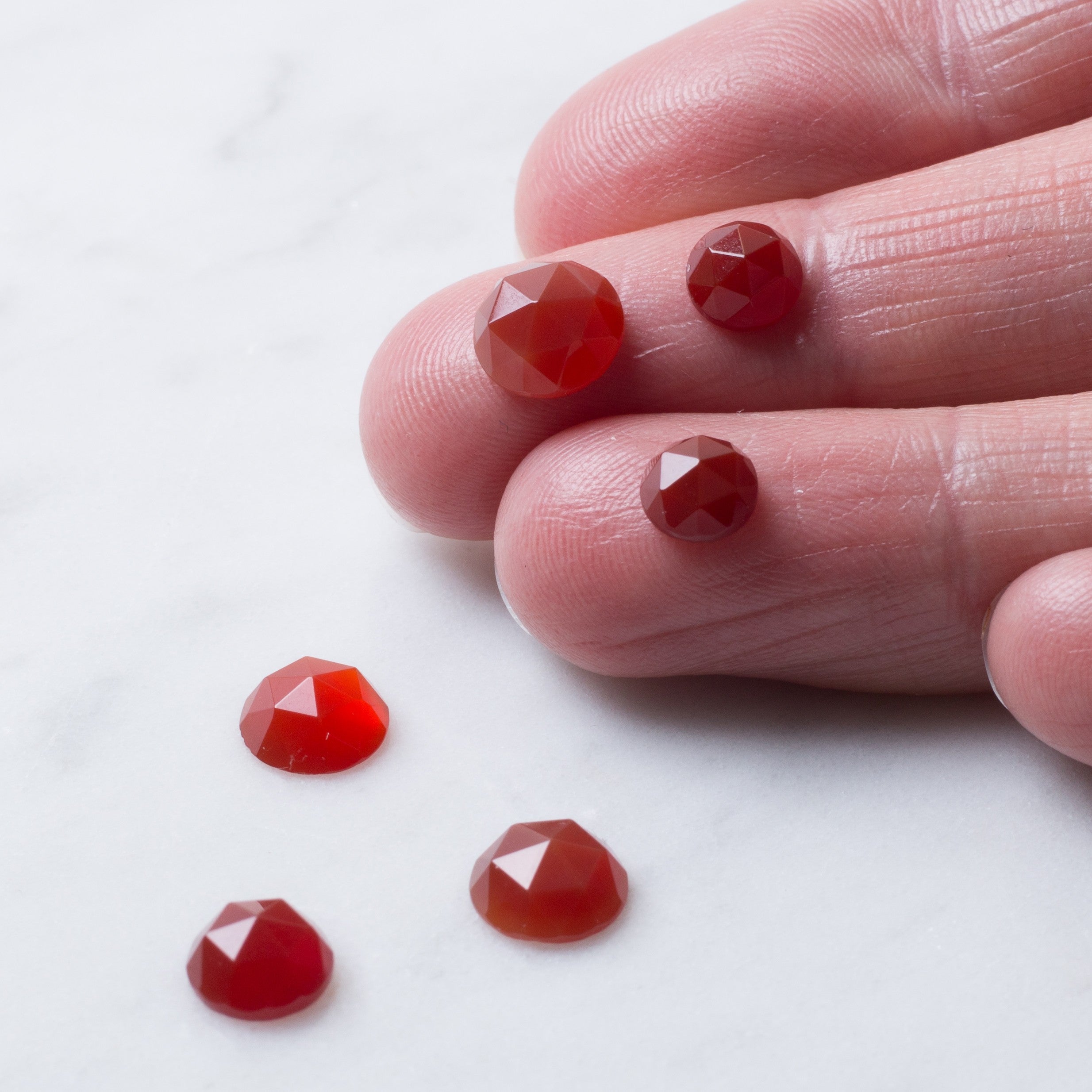 Carnelian Rose Cut Cabochons