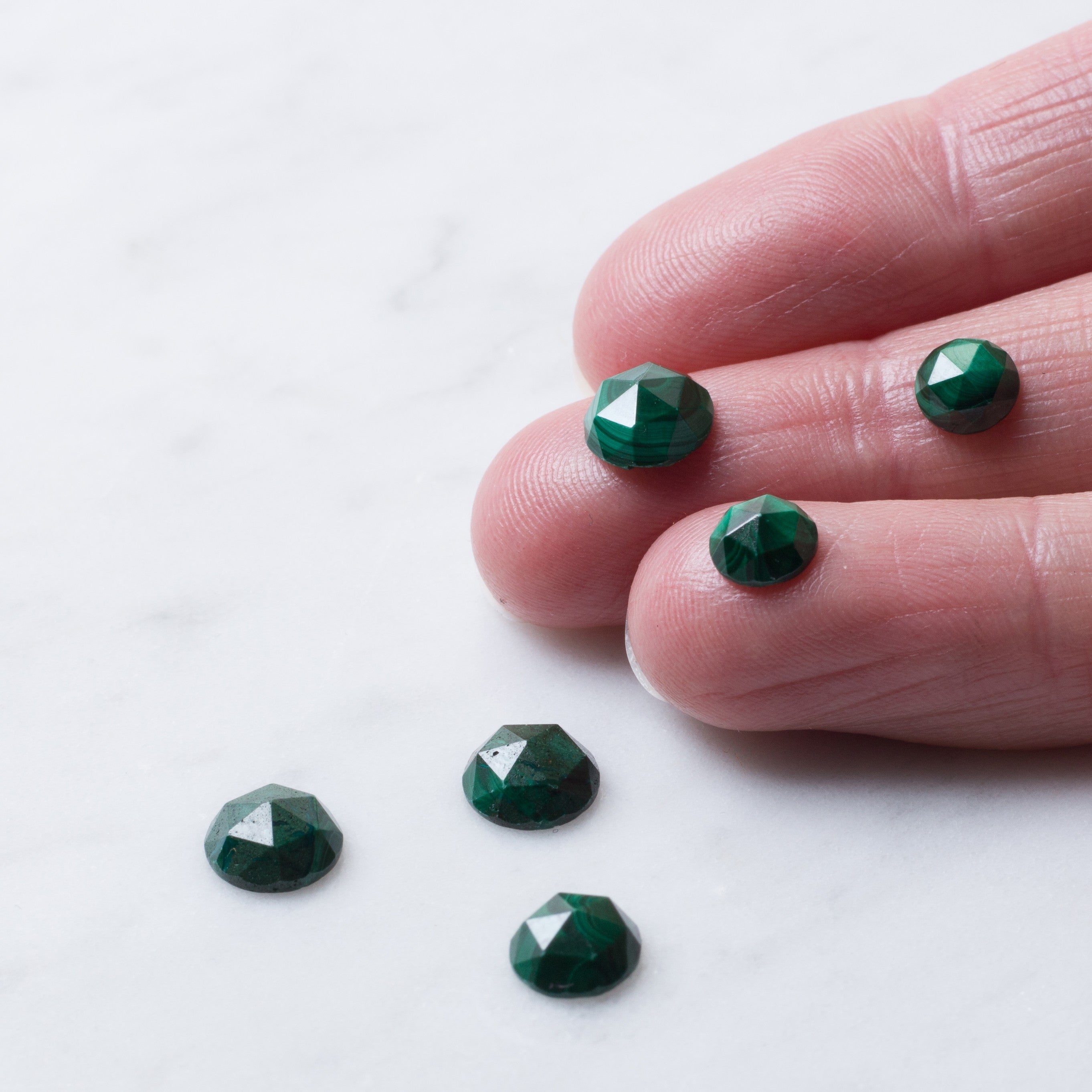 Malachite Rose Cut Cabochons