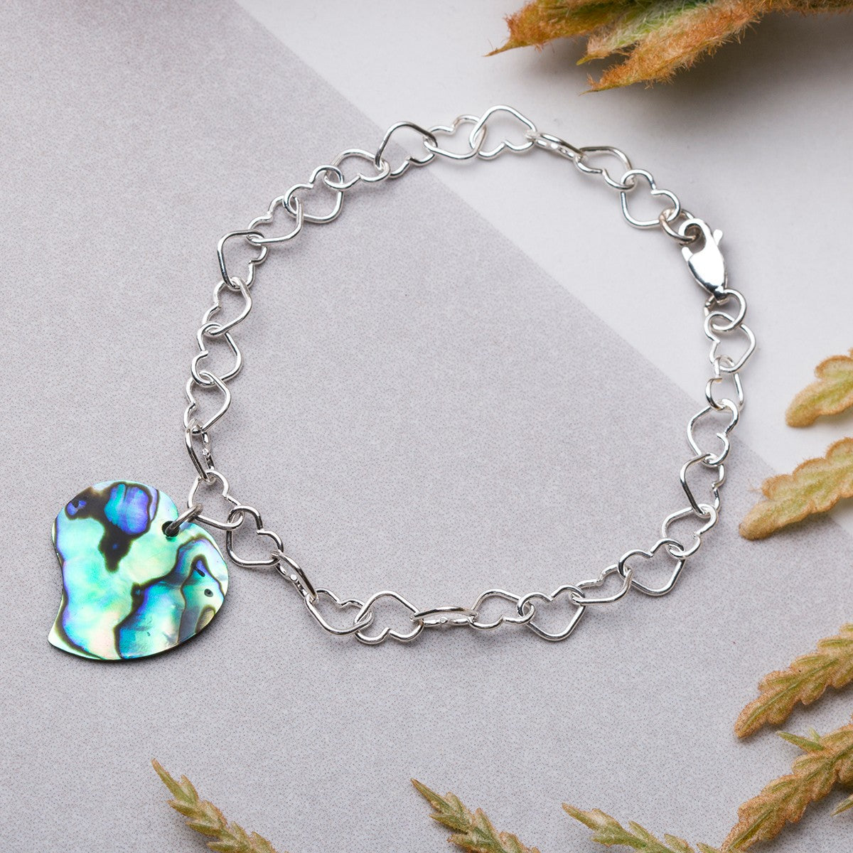 Sterling Silver Love Heart Chain 19cm Bracelet