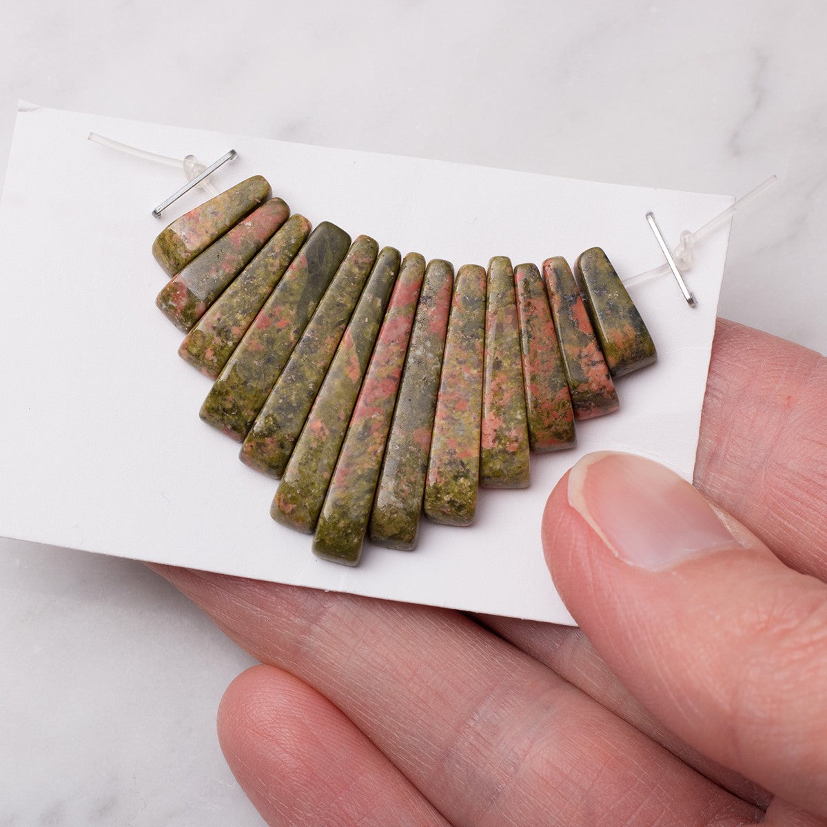Unakite Tapered Gemstone Bead Set With 13 Pieces