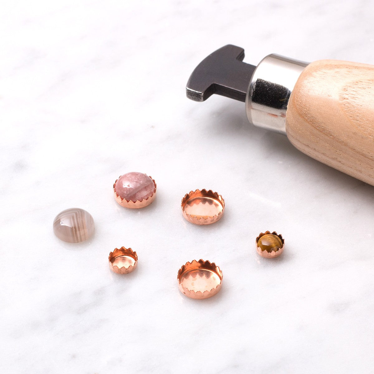 Copper Serrated Edge Bezel Cups For Cabochon Stones