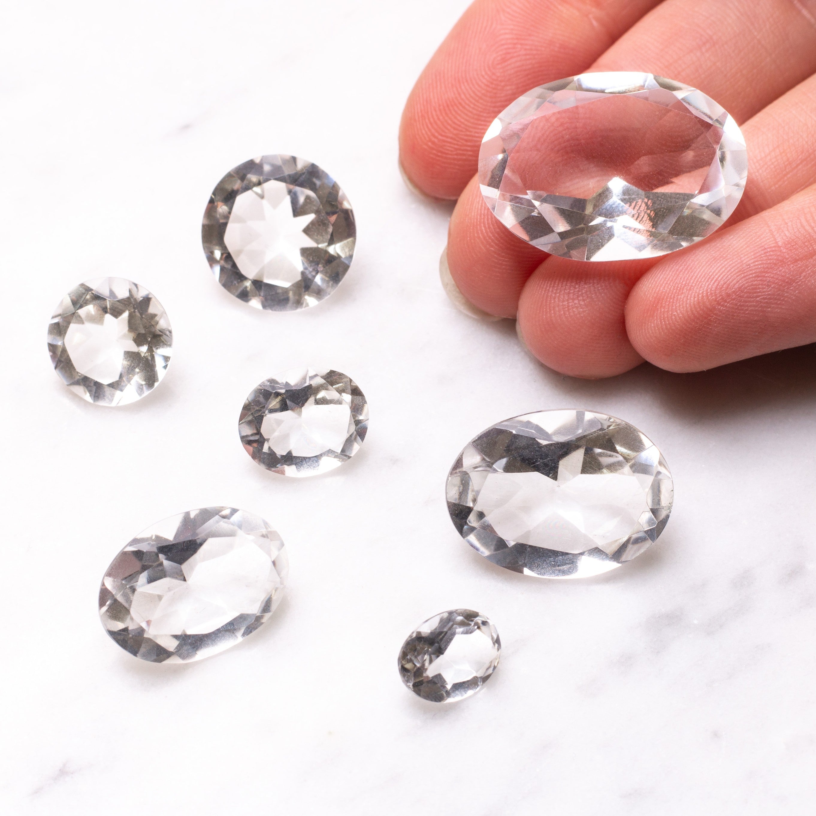 White Crystal Quartz Faceted Stones