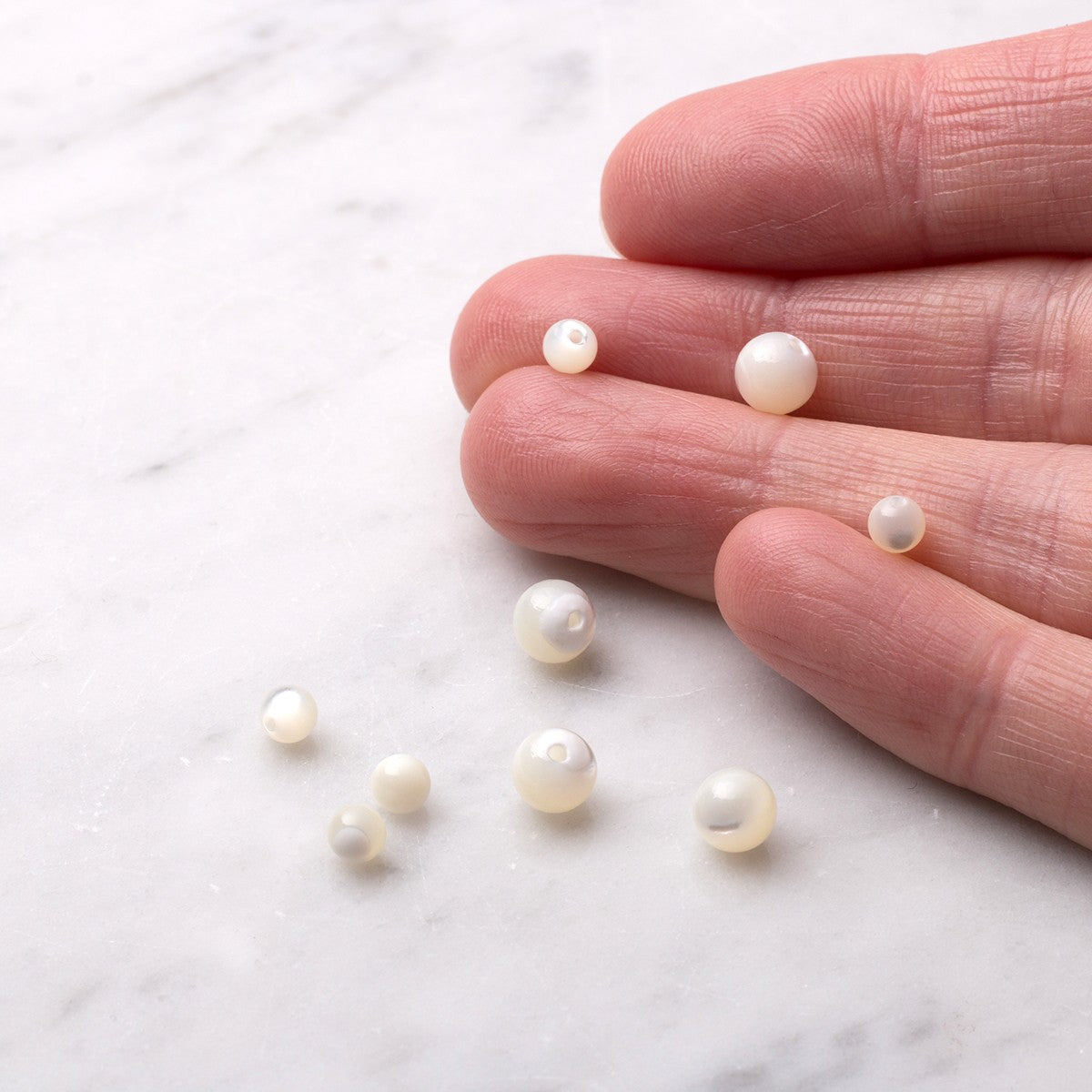 Mother Of Pearl Round Half Drilled Beads