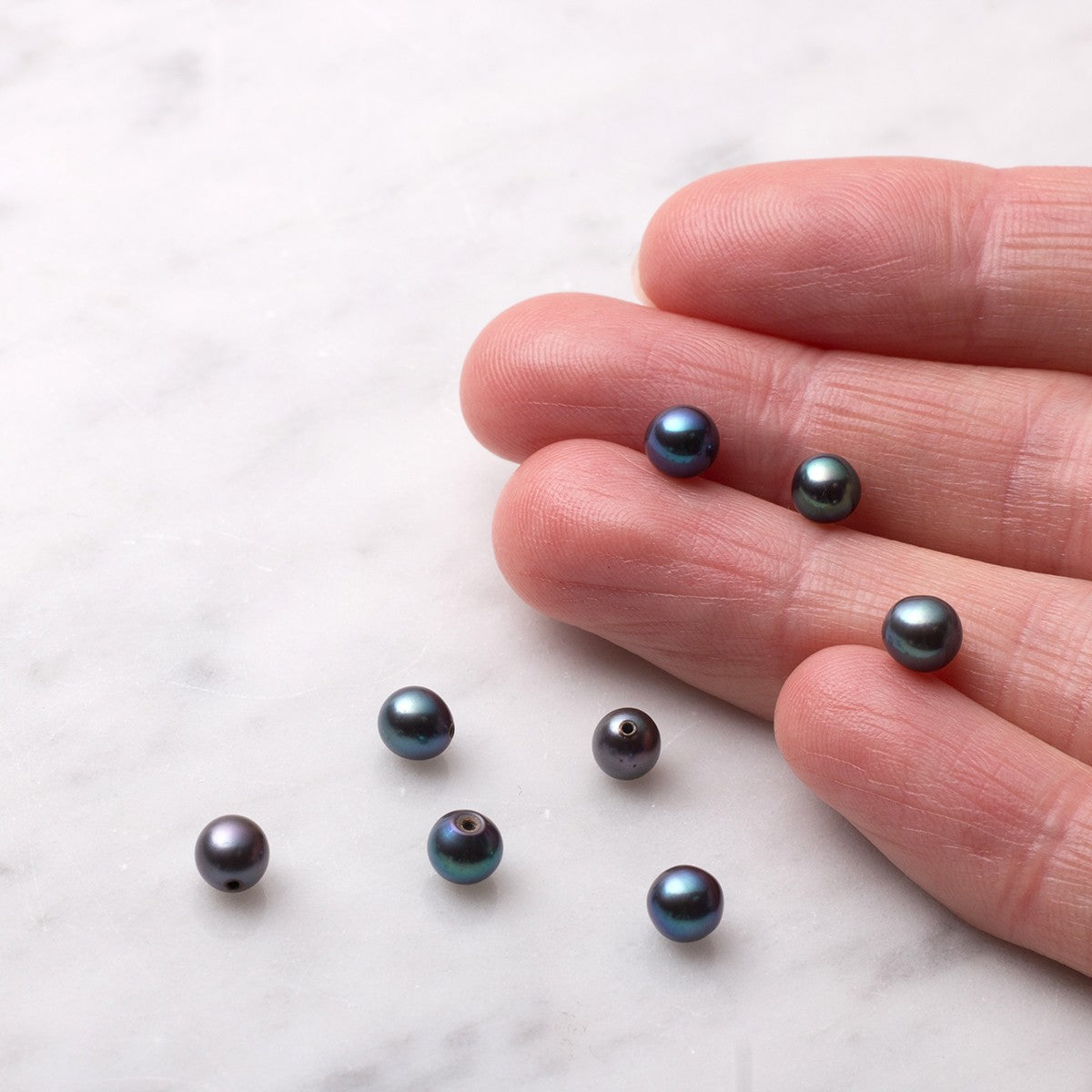 Cultured Freshwater Half Drilled Peacock Pearls Approx 5mm Roundish