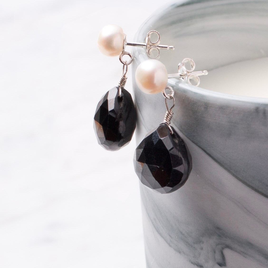 Black Spinel Faceted Heart Briolette Beads Approx 9mm