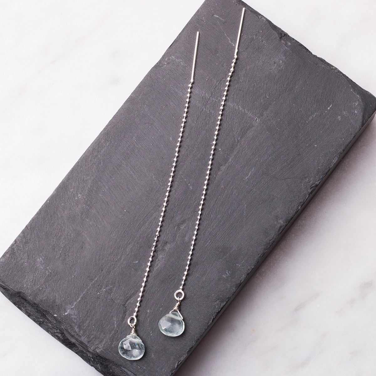 Sterling Silver Bead Chain Threader Earrings Pair