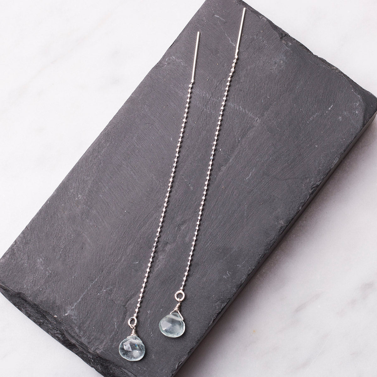 Sterling Silver Bead Chain Threader Earrings Pair