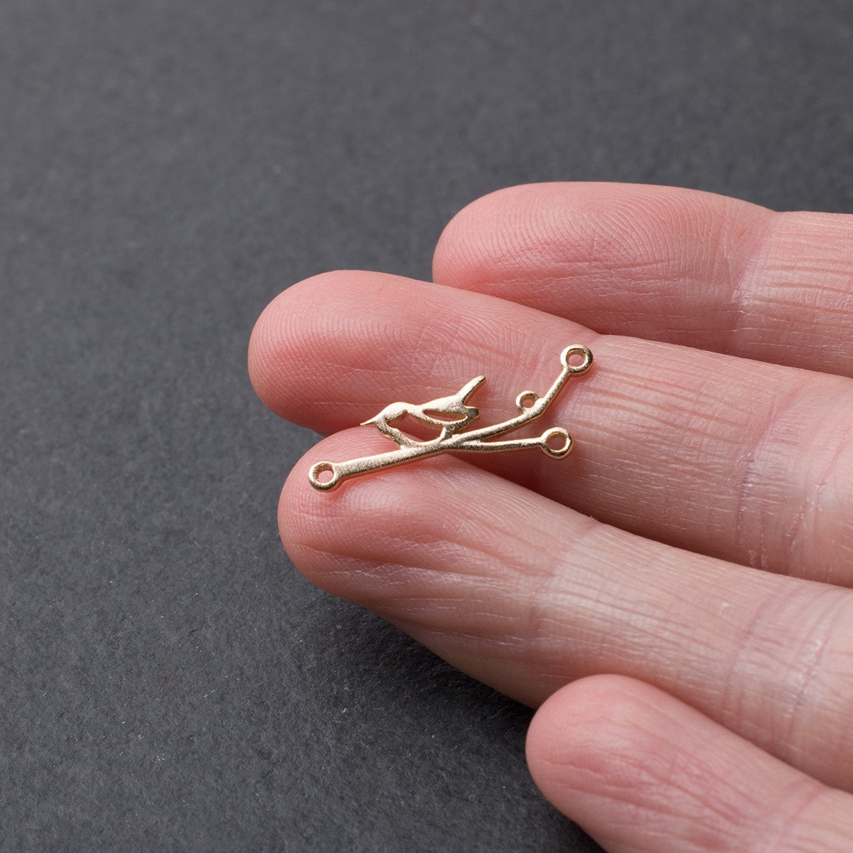 14ct Gold Vermeil Bird On A Branch Connector Link