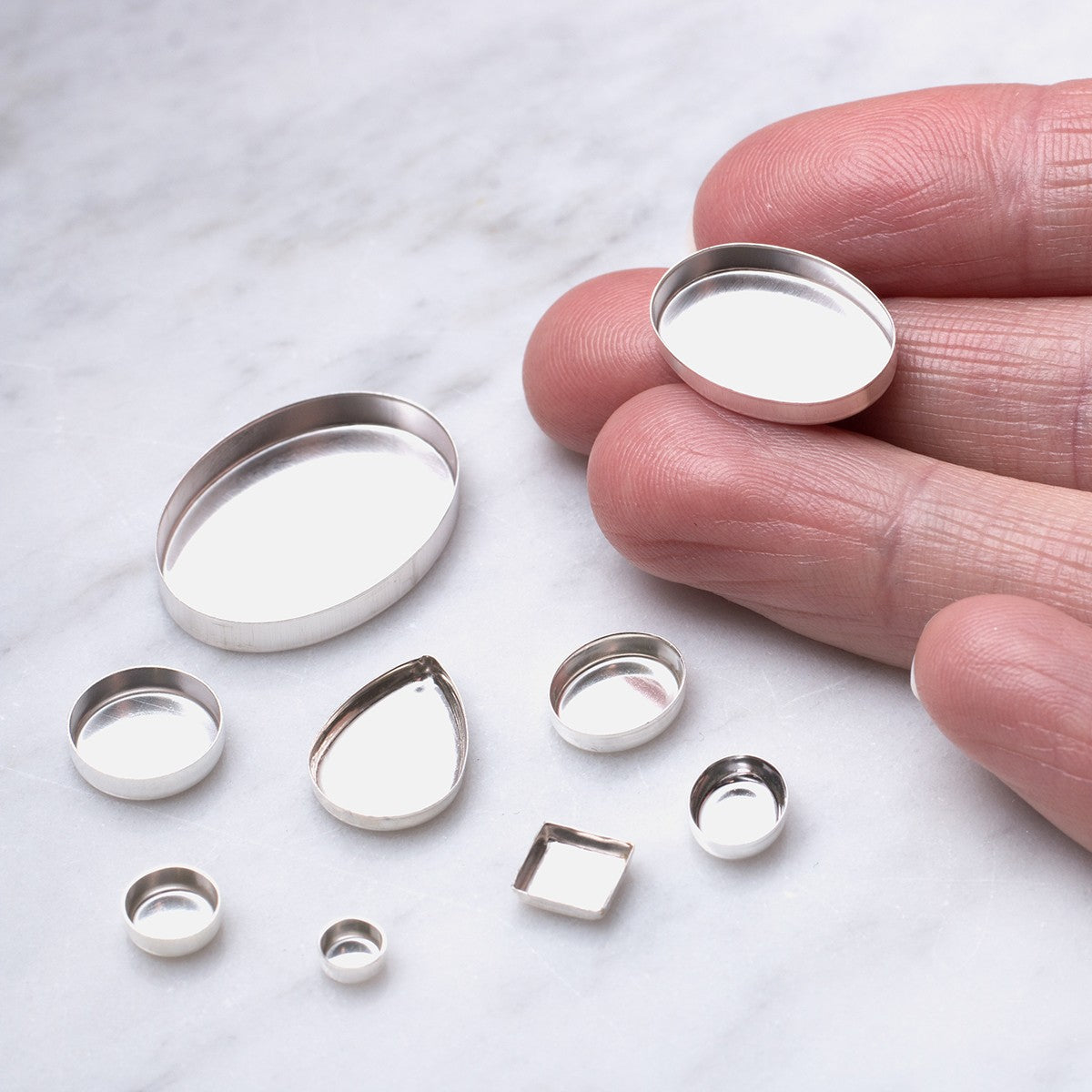 Sterling Silver Plain Edge Bezel Cups For Cabochon Stones