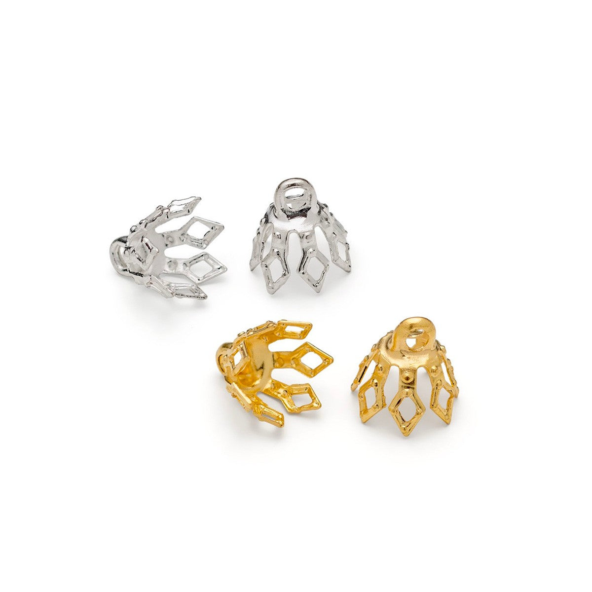 Plated Medium Filigree Bell Caps pk10