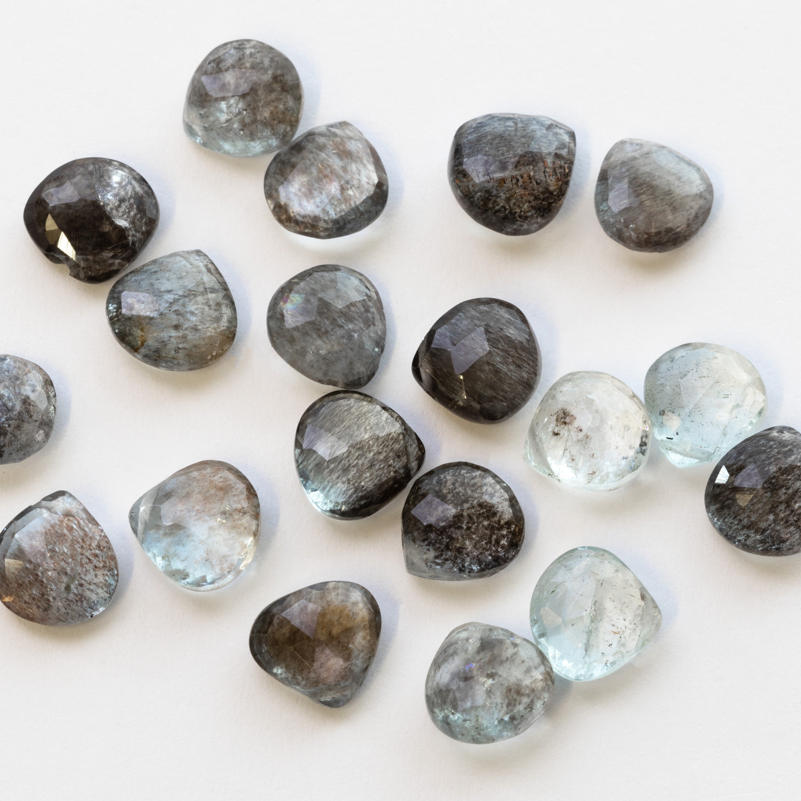 Moss Aquamarine Faceted Heart Briolette Beads
