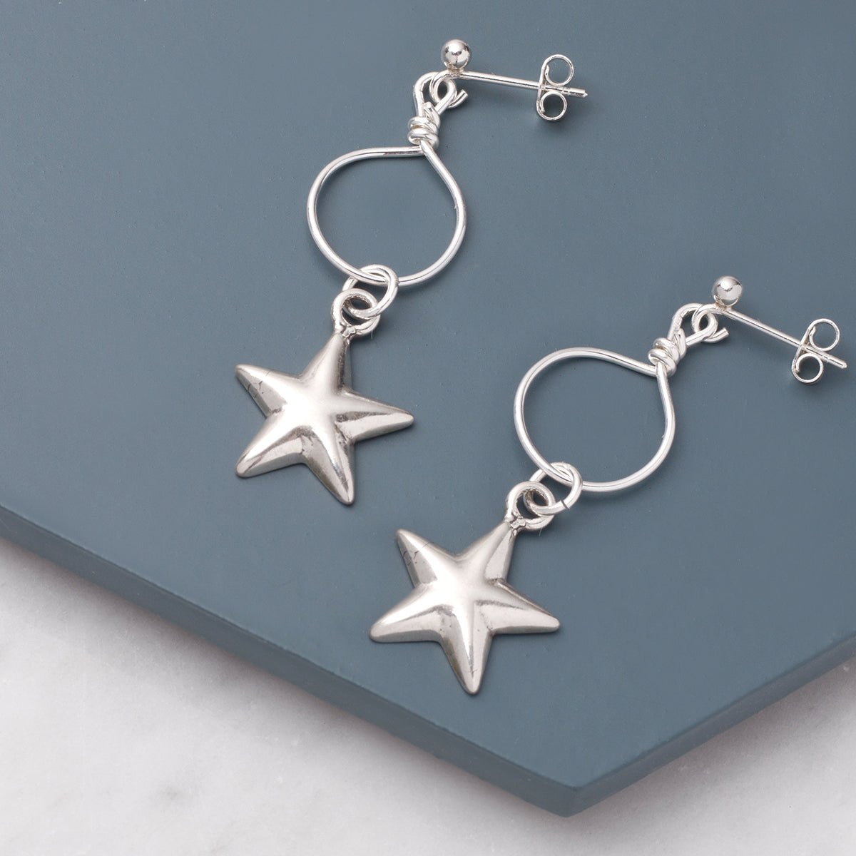 Sterling Silver French Earstuds With Ball & Loop Pair