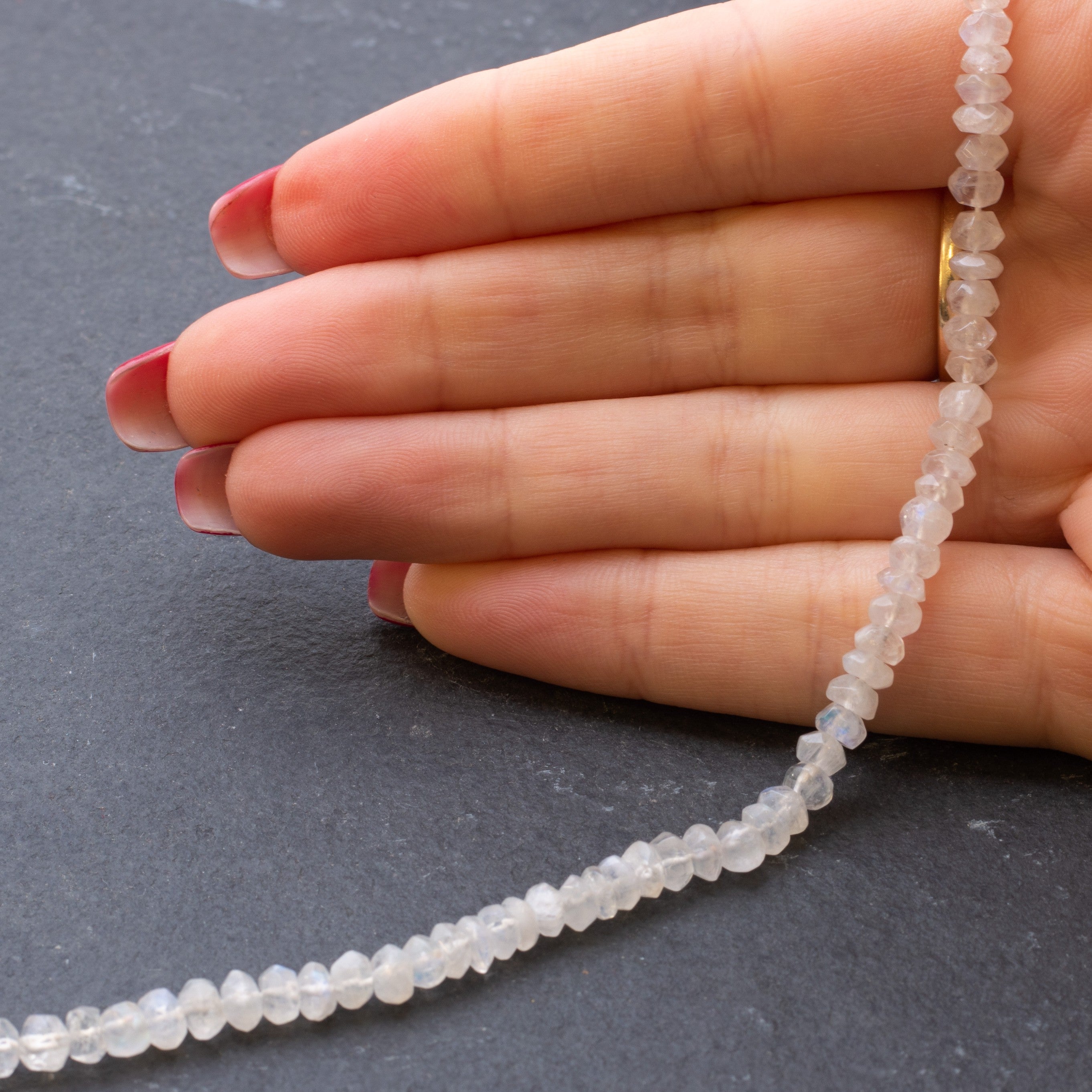 Rainbow Moonstone Nugget Rondelle Beads Approx 4mm
