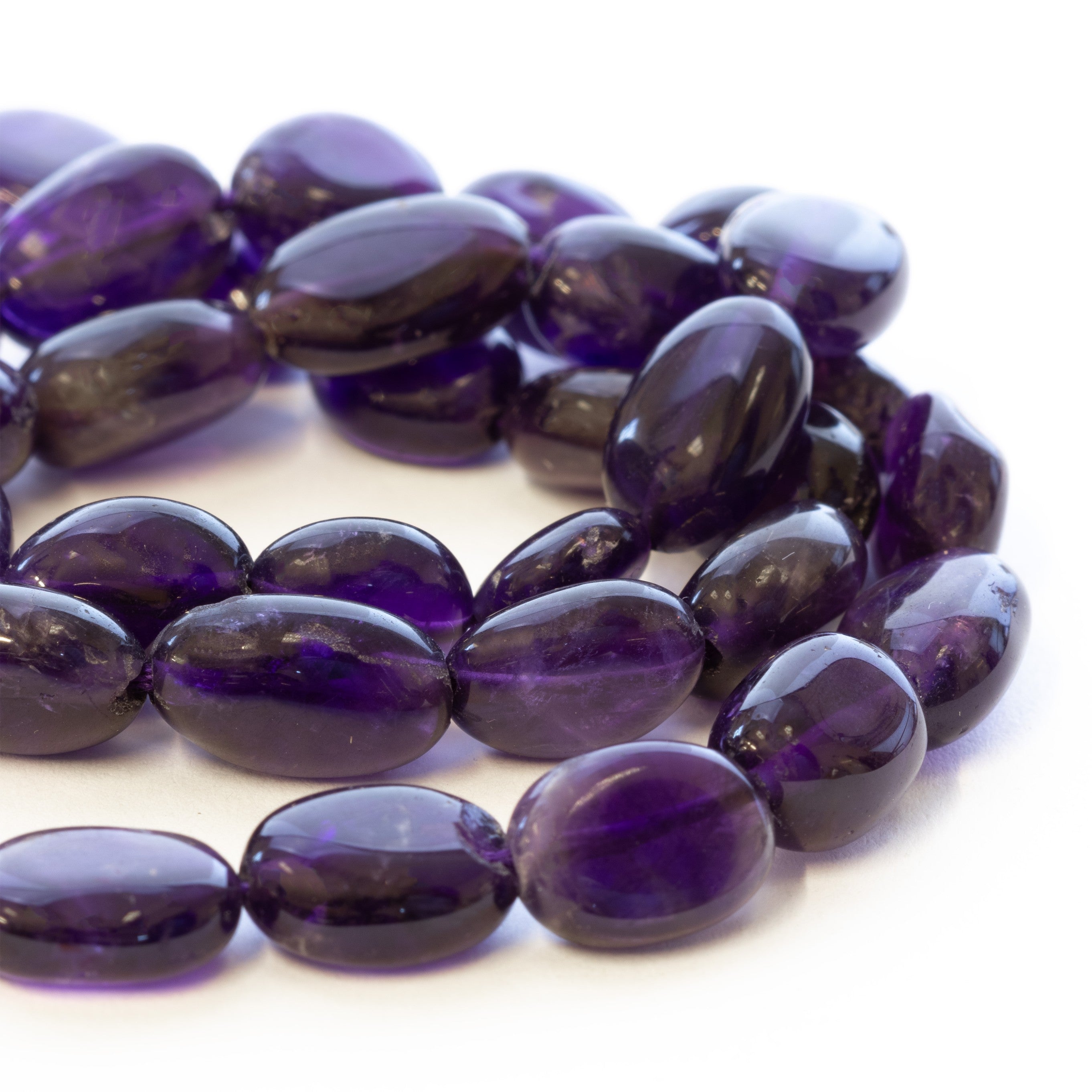 Amethyst Flat Oval Nugget Beads Approx 7mm