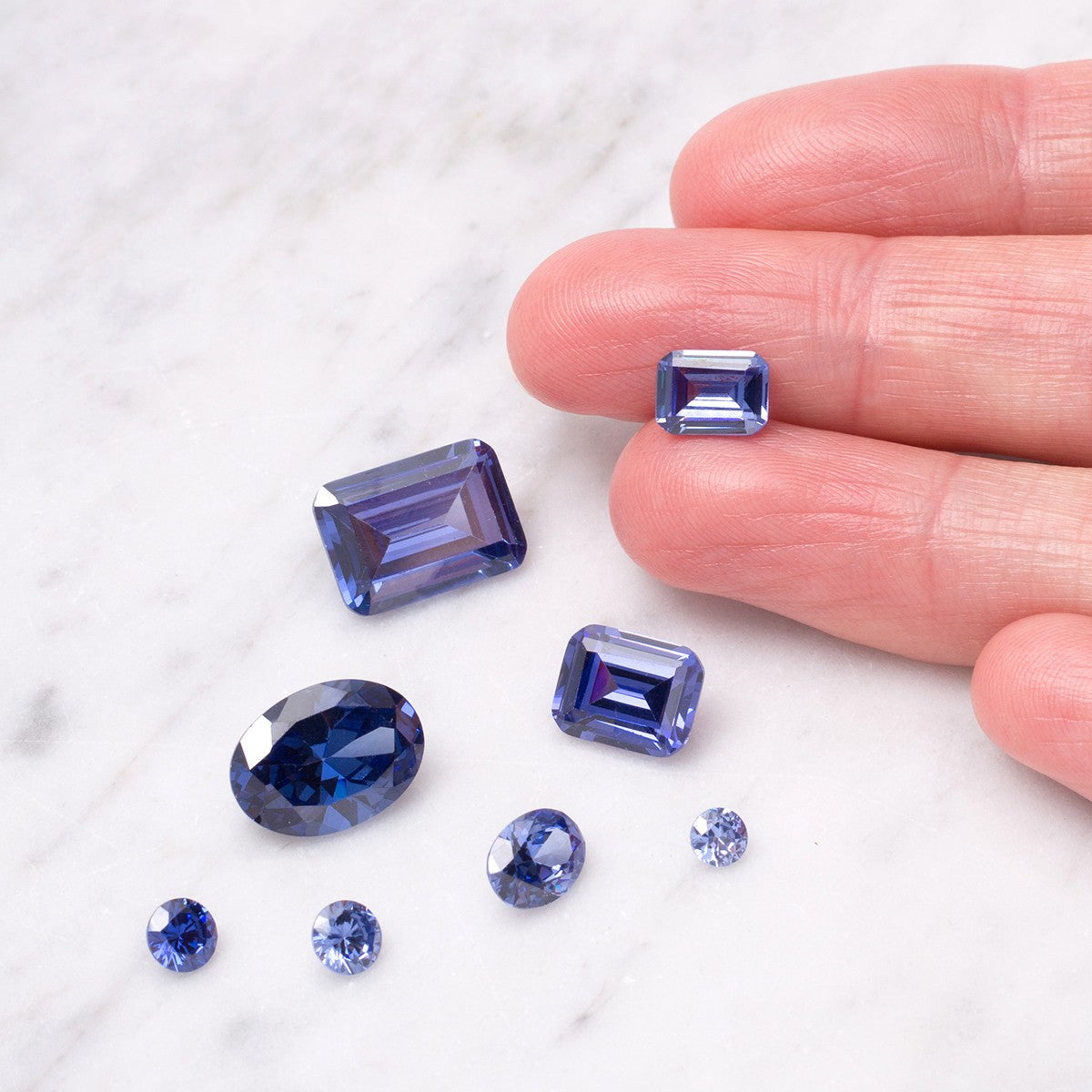 Tanzanite Coloured Cubic Zirconia Faceted Stones