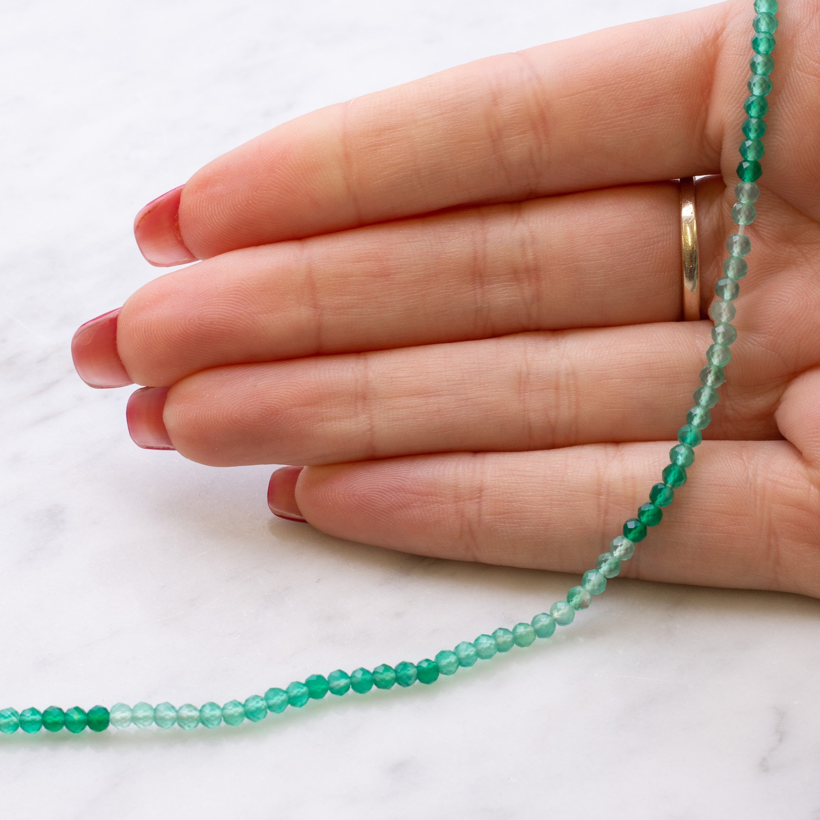 Green Onyx Faceted Rondelle Beads Approx 3.5x3mm