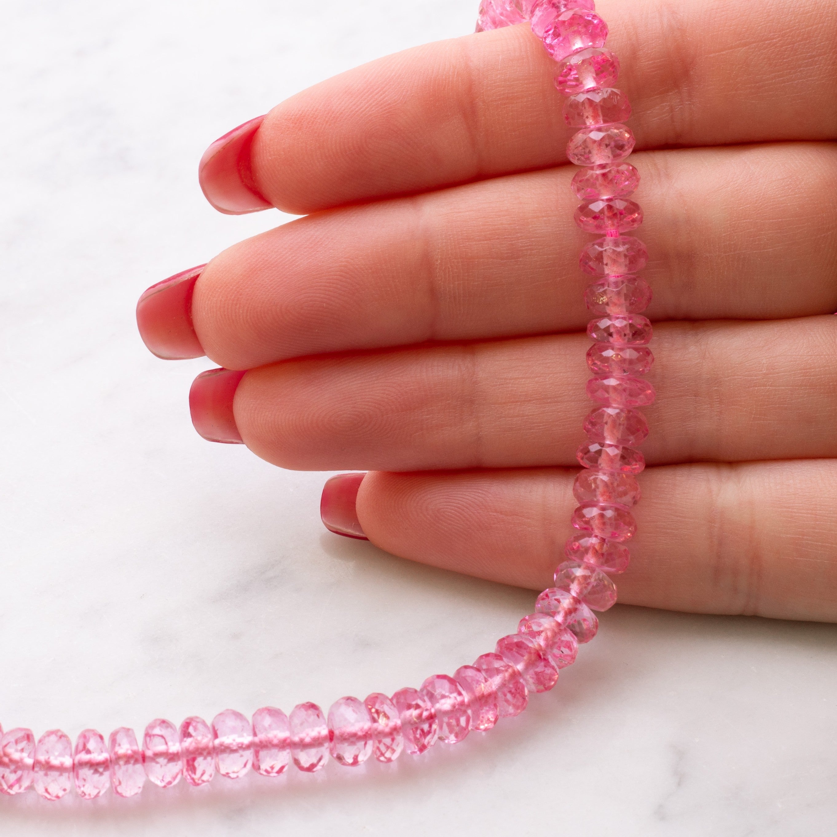 Pink Topaz Faceted Rondelle Beads Approx 7mm
